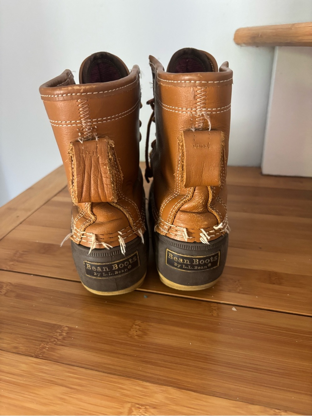 L.L. Bean Tan Leather Bean Boots with gore Tex insulation - well loved